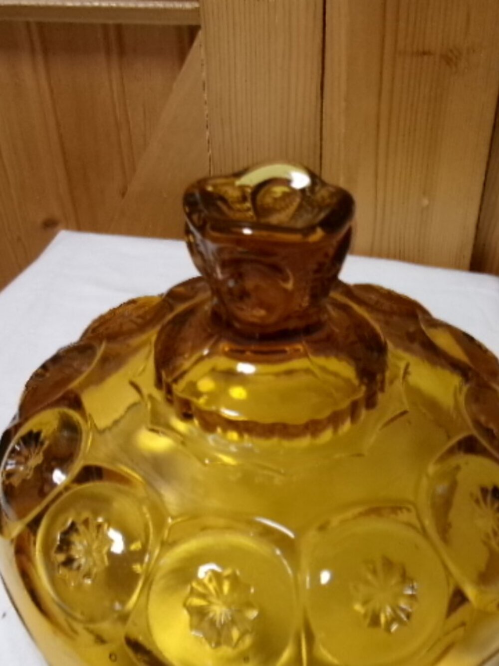 Vtg Art Deco MCM moon and star amber cheese dish LE Smith Mint - Picture 5 of 5